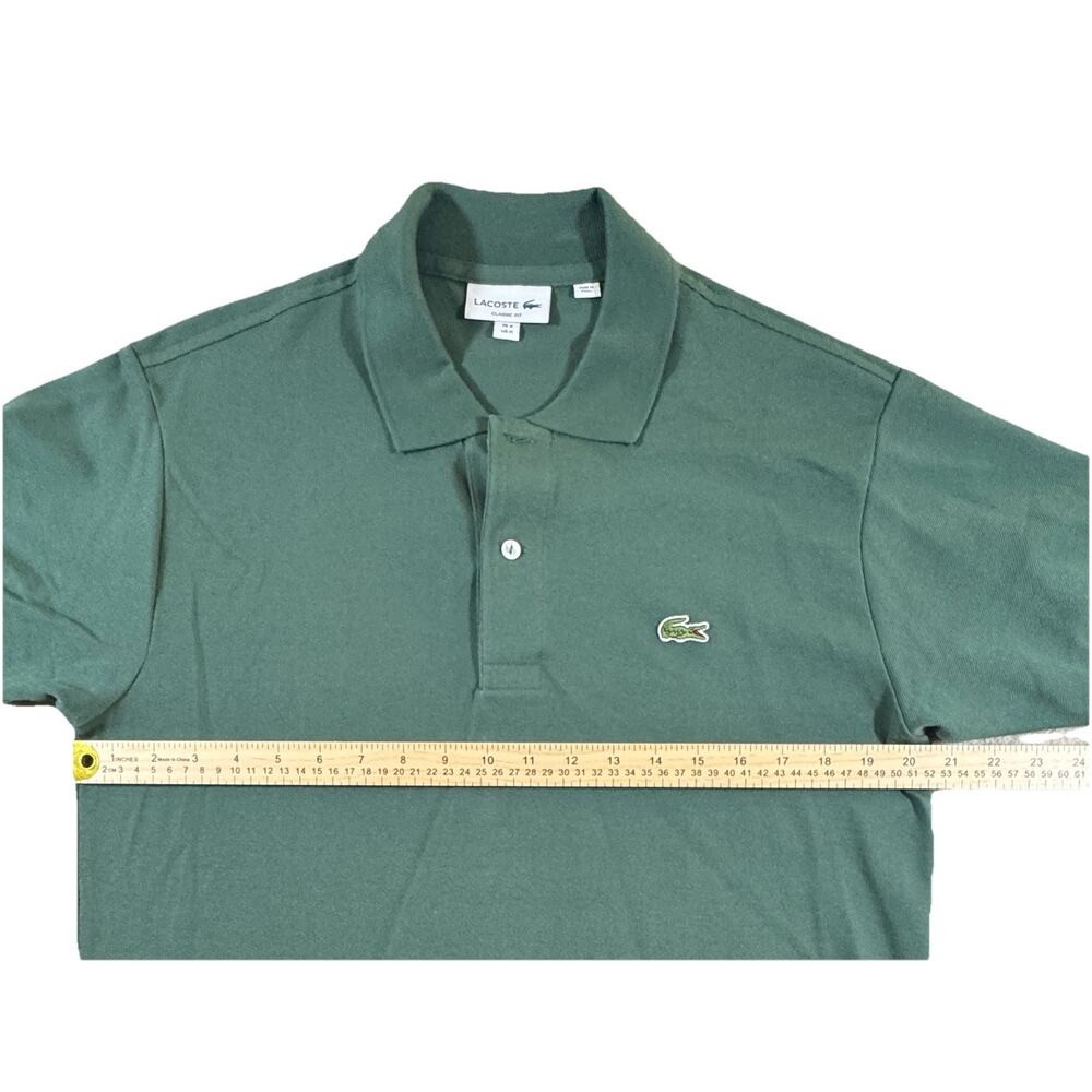 Lacoste Green Polo Shirt Men’s Size 4 Medium Classic Crocodile Logo Cotton Pique - Picture 6 of 13